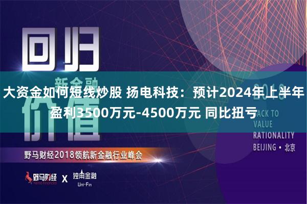 大资金如何短线炒股 扬电科技：预计2024年上半年盈利3500万元-4500万元 同比扭亏